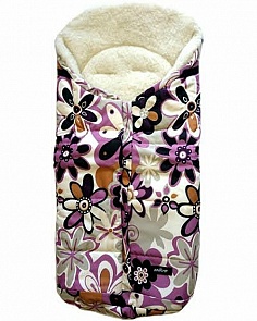 Спальный мешок в коляску №12 из серии Wintry, дизайн – фиолетовые цветы (Womar, 00-0013363 _17 цветки)